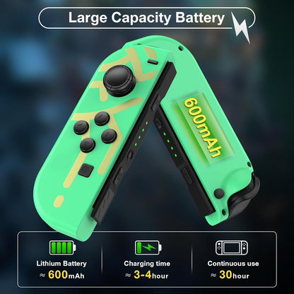 XXFFYM Upgraded Switch Controllers for Switch/Lite/OLED, Replacement for Switch Controller, Support Sports Dual Vibration/Wake-up/Motion Control/Screenshot, Green