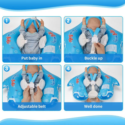 Kids Swimming Pool Float with Removable UPF 50+ Sun Protection Canopy, Infant Toddler Inflatable Swimming Rings for Age of 12-24 Months, Boys Girls Swimming Trainer