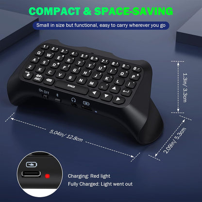 MoKo Green Backlight Keyboard for PS5 Controller, PS5 Wireless Mini Keyboard Chatpad for Playstation 5 Controller, Keypad Built-in Speaker with 3.5mm Audio Jack for Messaging and Game Live Chat, Black