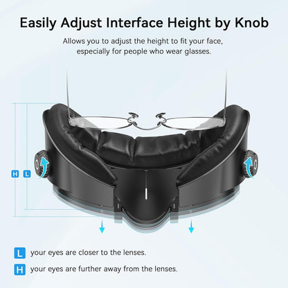 AMVR Upgraded Facial Interface Compatible with Meta/Oculus Q3 Accessories, with 2 Face Cover Pad Replacement, PU Face Cushion and Breathable Ice Silk Cotton, Knob Adjustable