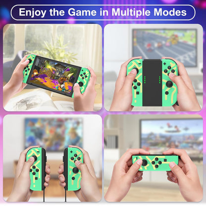 XXFFYM Upgraded Switch Controllers for Switch/Lite/OLED, Replacement for Switch Controller, Support Sports Dual Vibration/Wake-up/Motion Control/Screenshot, Green