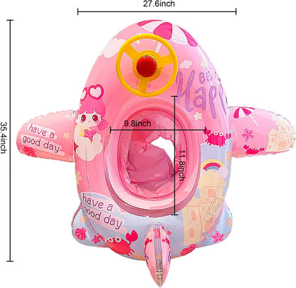 Cute Child Kids Inflatable Pool Float PVC Summer Swim Float Air Bed Lake Boat Swimming Floats with 2 Handles Surfing Raft Bodyboard Floating Mattress Seat Swim Ring for Girls Boys 1-5 Years