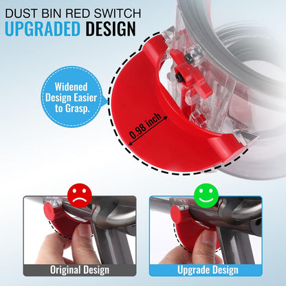 Upgraded Canister Compatible with Dyson V11 V15 SV14 SV15 SV22 Vacuum Cleaner Dust Bin, for Bin Part no. 970050-01 and Part no. 965443-01 with HEPA Filter