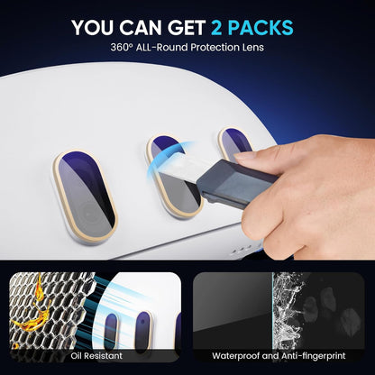 2 Pack Camera Lens Protector and 1 Build-in Lens Cover for Oculus Meta Quest 3 Accessories, 9H Hardness Tempered Glass, Anti-Scratch, High Definition, Case Friendly, Black