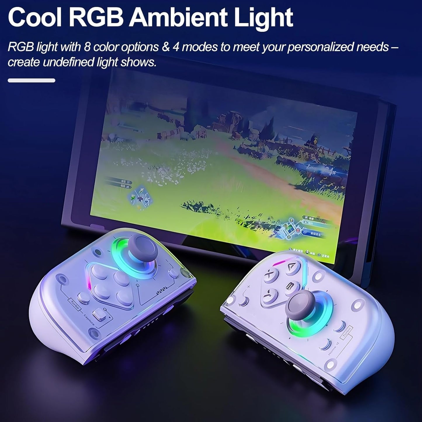 Smanettew Controllers Compatible with Nintendo Switch, Wireless L & R Controllers with Charging Grip, Featuring RGB Lighting, Hall Effect Joysticks, Turbo, Macro Programming, Vibration & 6-Axis Gyro