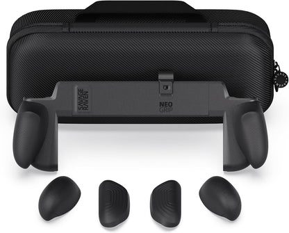Skull & Co. NeoGrip Ergonomic Grip Bundle Compatible with Nintendo Switch 2, Replaceable Grip Handheld Case with Carrying Case – Black