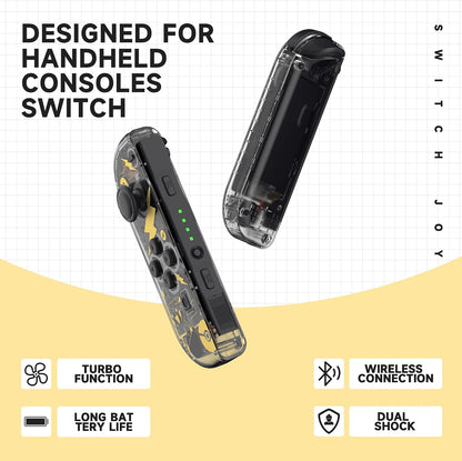 Wireless Game Controllers for Switch, Left and Right Replacement Controllers, Motion Control, Dual Vibration, Wake-Up Function, Ergonomic Grip