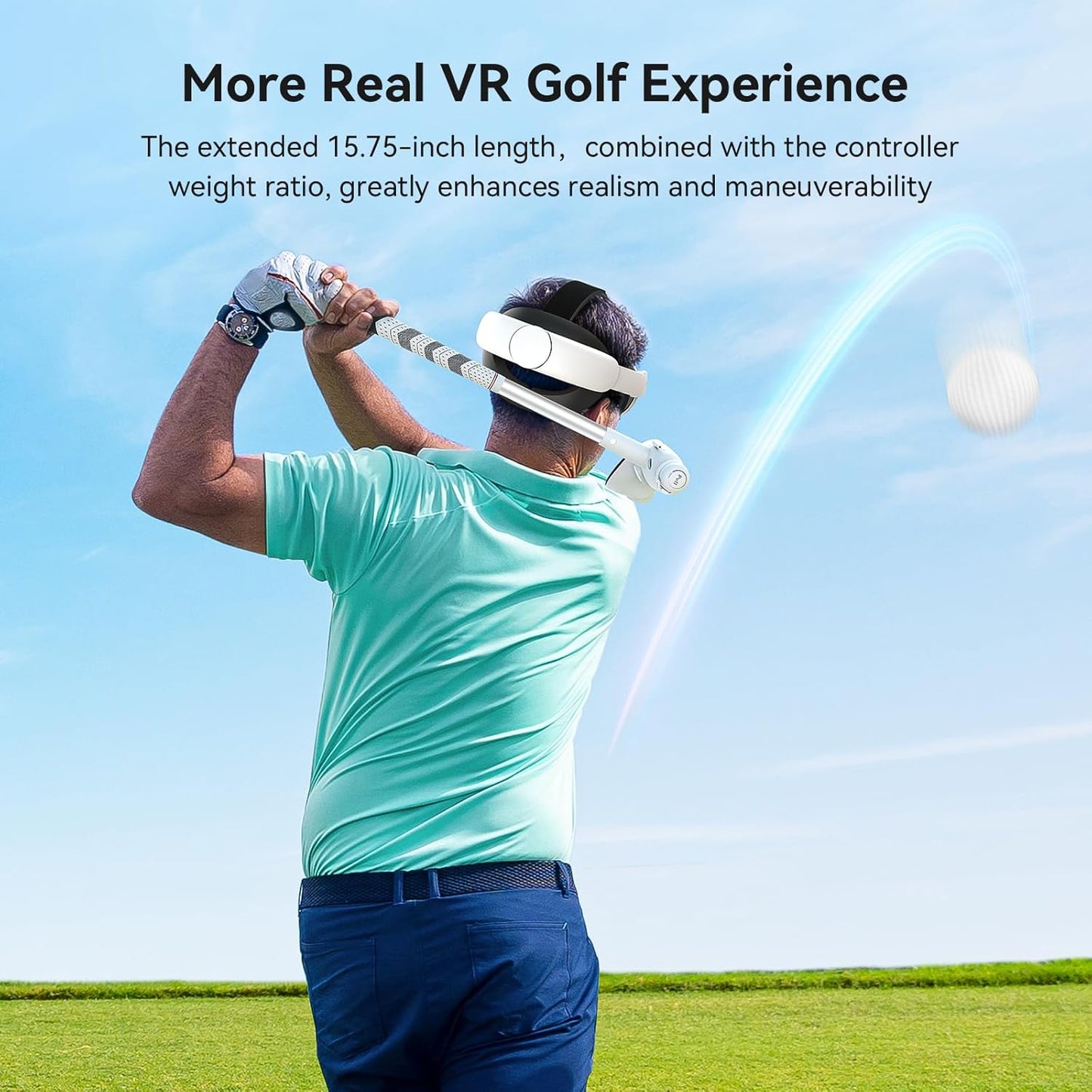 AMVR Golf Club Attachment Compatible with Meta/Oculus Quest 3S/Quest 3, Non-Slip VR Golf Handle Grip for Golf (VR Golf Club)