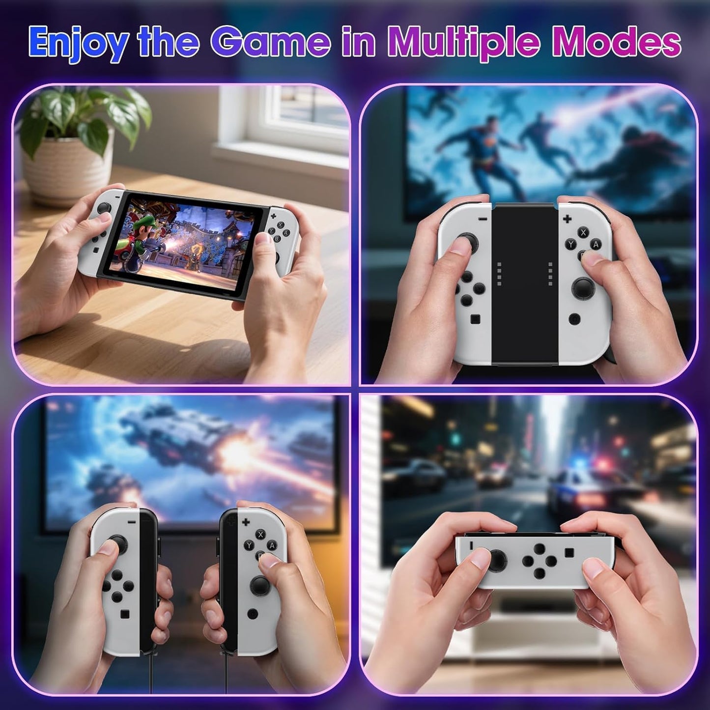 Wireless Controller Compatible with Nintendo Switch, Left & Right Game Controllers with Dual Vibration, Motion Control & Wake-Up Function