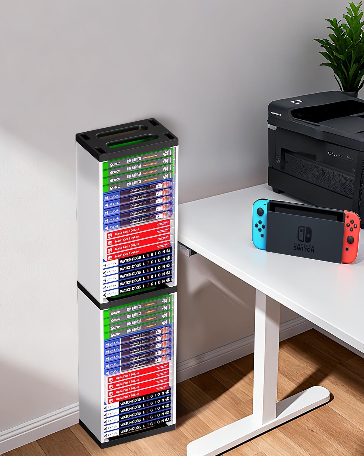 Nargos Video Game Storage Stand Tower for PS5/ PS4/ PS3/ Xbox Series S & X/Xbox one Game, Universal Game Disc Holder Vertical Blu Ray Case Organizer