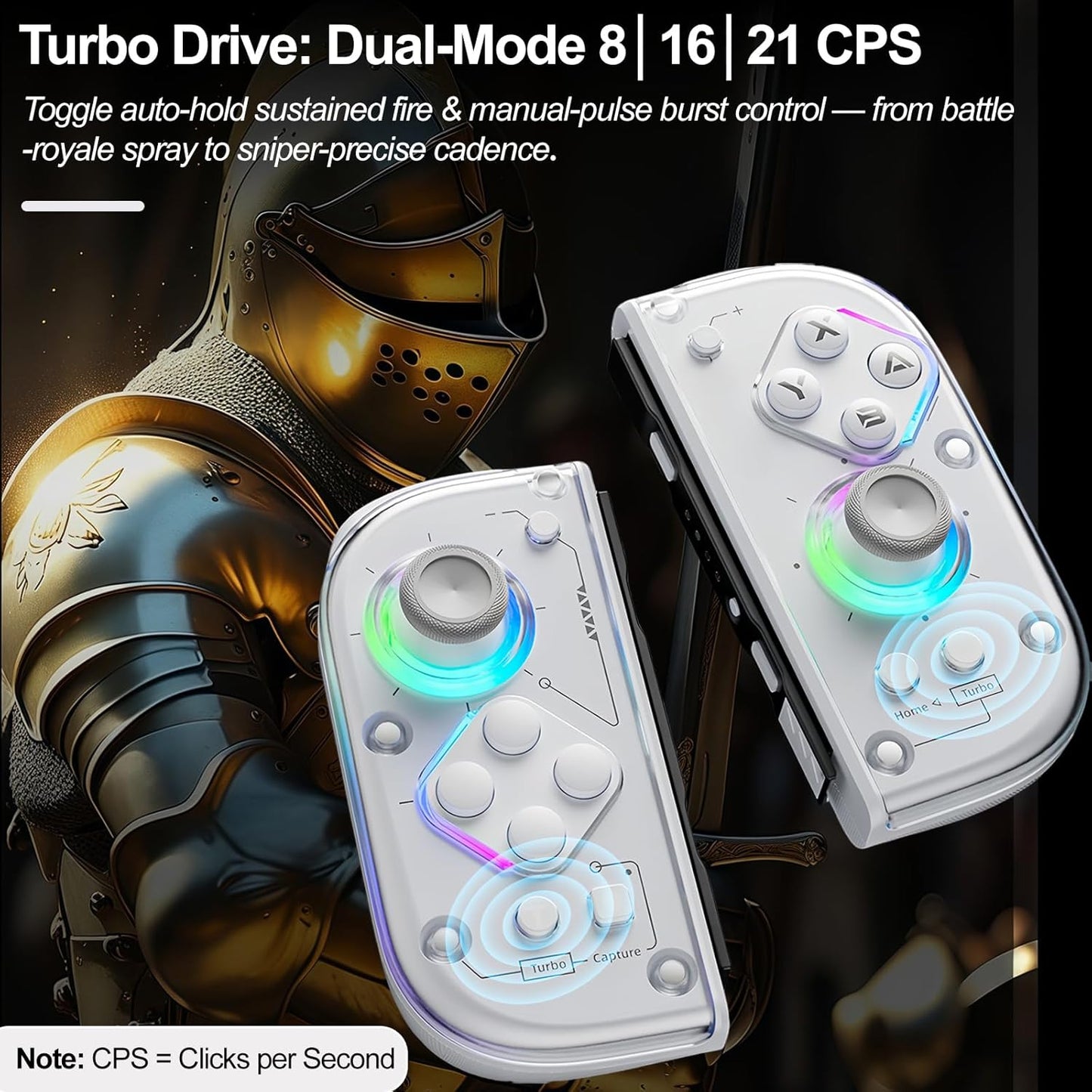 Smanettew Controllers Compatible with Nintendo Switch, Wireless L & R Controllers with Charging Grip, Featuring RGB Lighting, Hall Effect Joysticks, Turbo, Macro Programming, Vibration & 6-Axis Gyro