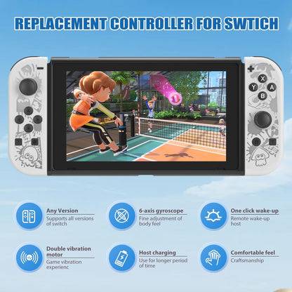 Wireless Controller Compatible with Nintendo Switch, Left & Right Game Controllers with Dual Vibration, Motion Control & Wake-Up Function