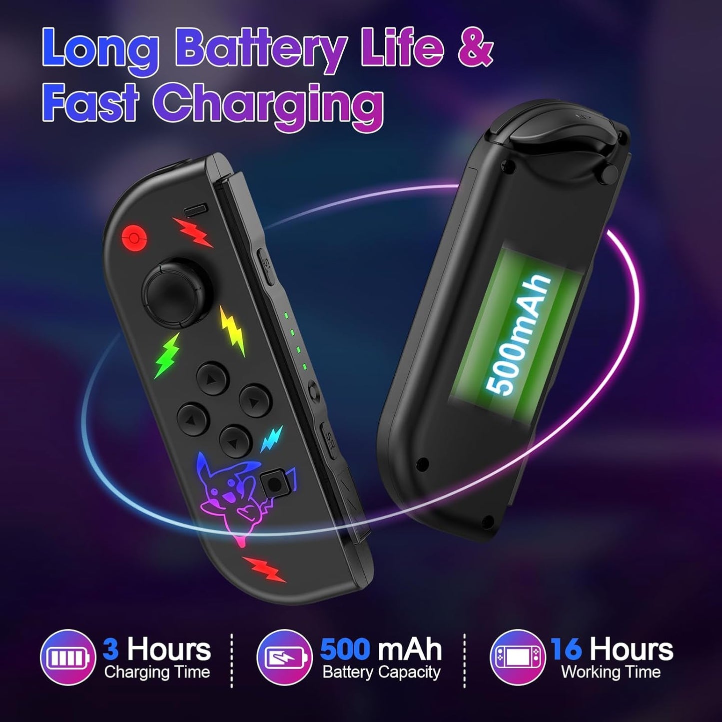 Wireless Controller Compatible with Nintendo Switch, Left & Right Game Controllers with Dual Vibration, Motion Control & Wake-Up Function