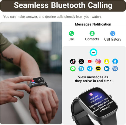 TOZO 44mm Rectangular Face Smart Watch Alexa Built-in Fitness Tracker with Heart Rate/Blood Oxygen Monitor/Sleep Monitor 5ATM Waterproof HD Touchscreen for Men Women Compatible with iPhone&Android