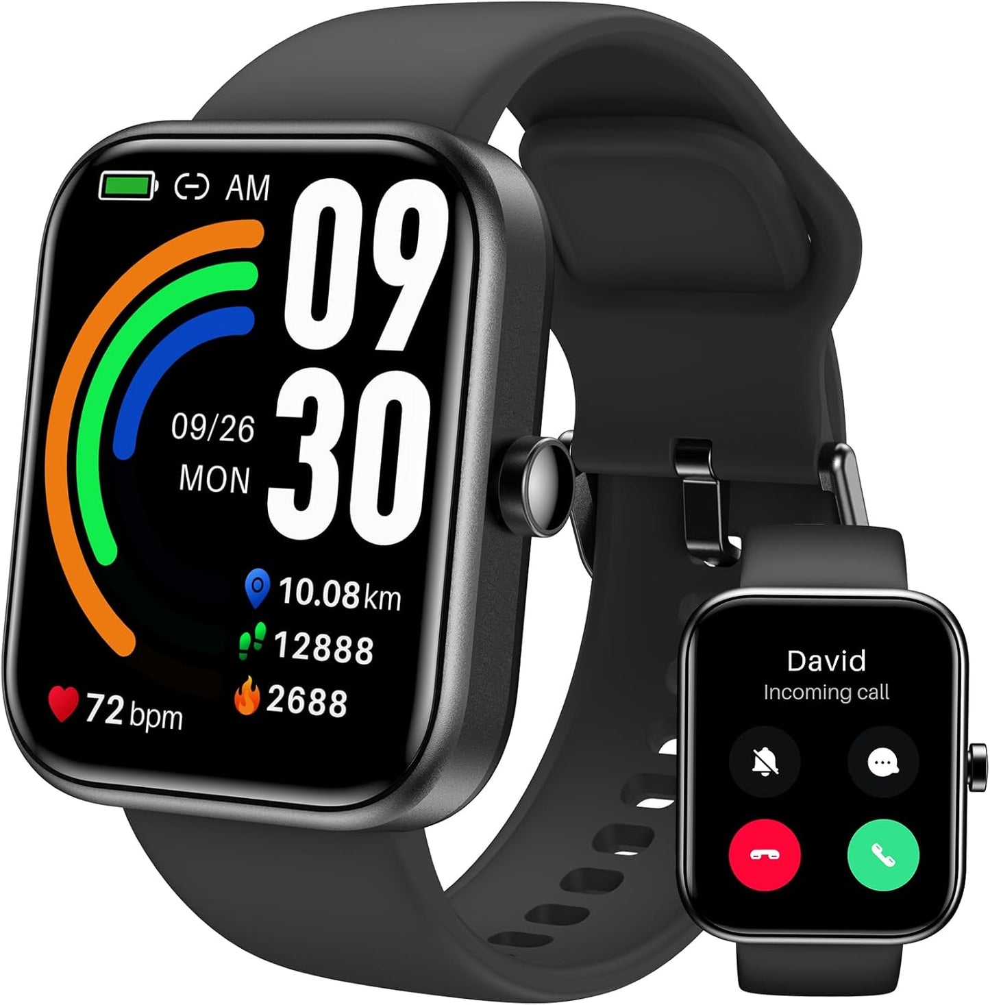 TOZO 44mm Rectangular Face Smart Watch Alexa Built-in Fitness Tracker with Heart Rate/Blood Oxygen Monitor/Sleep Monitor 5ATM Waterproof HD Touchscreen for Men Women Compatible with iPhone&Android