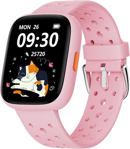 BIGGERFIVE Smart Watch for Kids No APP No Phone Needed, 1.8" Fitness Tracker Watch Pedometer, Sleep Monitor, IP68 Waterproof, Step Counter, Puzzle Games for Girls Boys Teens 5-16, Black