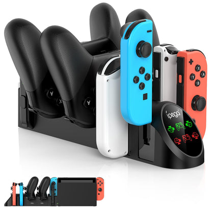 Charging Dock Compatible with Nintendo Switch Pro Controllers and Joy-Con Controllers, Multifunction Charging Stand with 2 USB 2.0 Ports, Black
