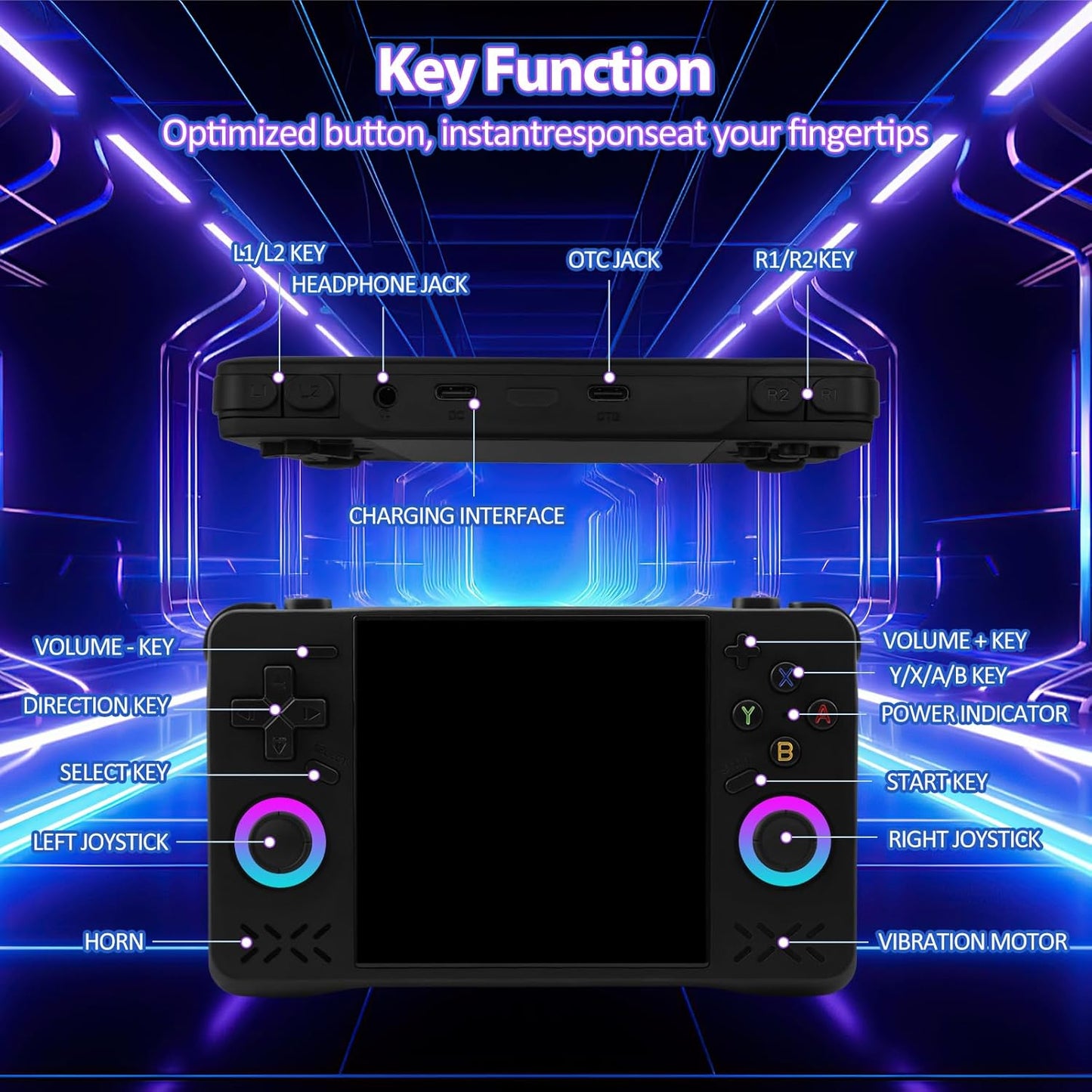 Upgraded XF40H handheld model, Retro handheld model Preloaded Classic Games with Multiple Emulators, 4.0 Inch 4K HD IPS Screen Open Source Linux System, Pocket Video Gaming (Black-128G)
