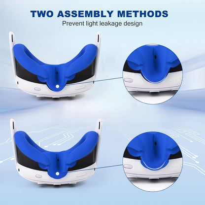4Pcs VR Silicone Face Cover for Oculus Quest 3,Light-Thin VR Face Pads,Waterproof Anti-Dirty Replacement Facial Cushion VR Pads Accessories (Black+Grey+Blue+Red)