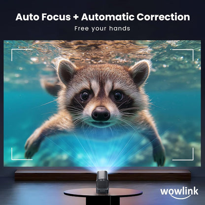 Projector [Auto Focus & 1080P Native & Bulit-in Apps] 4K Support Auto Correction Air Remote WiFi 6 Bluetooth 5.4 Portable Projector Compatible with HDMI/TV Stick/Memory Stick/Laptop, White