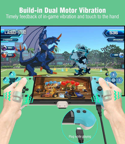 ZONEY Switch Controller for Nintendo Switch/OLED, One-Piece Joypad Switch Pro Controller for Handheld Mode, Ergonomic Handheld Switch Grip Controller with 6-Axis Motion Control, Turbo & Mapping (Blue & Green)