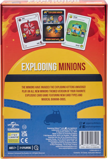 Exploding Kittens LLC Exploding Minions by Exploding Kittens - for Adults Teens and early-stage - Fun Family Games - A Russian Roulette Card Game