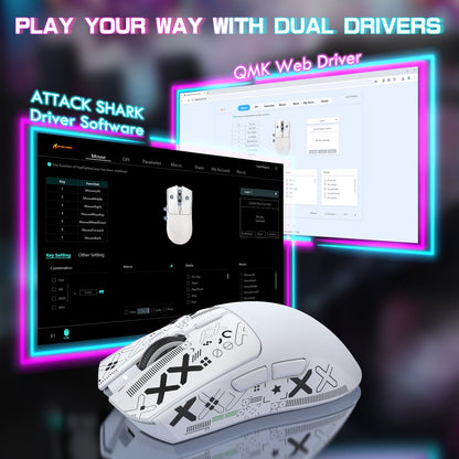 ATTACK SHARK X1 Ultralight Wireless Gaming Mouse with snap-fit RGB Charging Dock,Anti Slip Grip Tape,PixArt PAW3395 Pro Sensor,40000DPI,BT/2.4Ghz/Wired,Optical Micro Switch for PC Mac Gamer(Black)