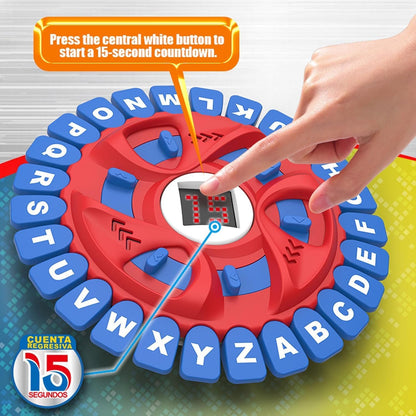 Fast-Paced Family Word Game with 15-Second Timer | 36 Category Cards, Portable 9‑Inch Board | Educational Word Challenge for early-stage & Adults | Fun Learning Toy for Home, Travel & Parties (Blue)