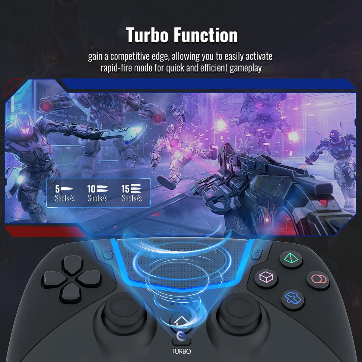 Wireless Game Controller Compatible with PS5, PS5 Pro and PS5 Slim, Hall Effect Joysticks, PC Gaming Gamepad, Ergonomic Design, Black