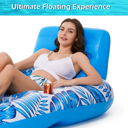 Jasonwell Inflatable Pool Floats Lounge - Large Heavy Duty Pool Float Raft Water Lounge Chair Lake Lounger River Float Party Floatie for Adults with Cup Holders Summer Beach Swimming Pool Toys