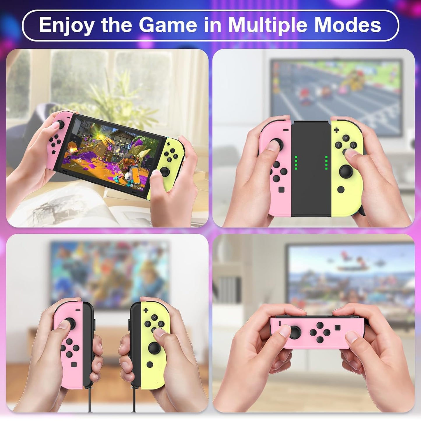 Wireless Controller Compatible with Nintendo Switch, Left & Right Game Controllers with Dual Vibration, Motion Control & Wake-Up Function