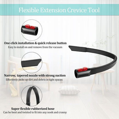 22.6" Flexible Crevice Tool for Dyson V7 V8 V10 V11 V12 V15 Gen5 Cordless Vacuum Cleaner, Vacuum Accessories Attachment for Dryer Vent, Car Detailing, Gaps and Corners Cleaning - 22.6 Inches