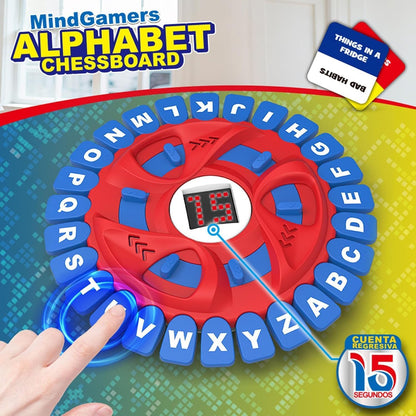 Fast-Paced Family Word Game with 15-Second Timer | 36 Category Cards, Portable 9‑Inch Board | Educational Word Challenge for early-stage & Adults | Fun Learning Toy for Home, Travel & Parties (Blue)