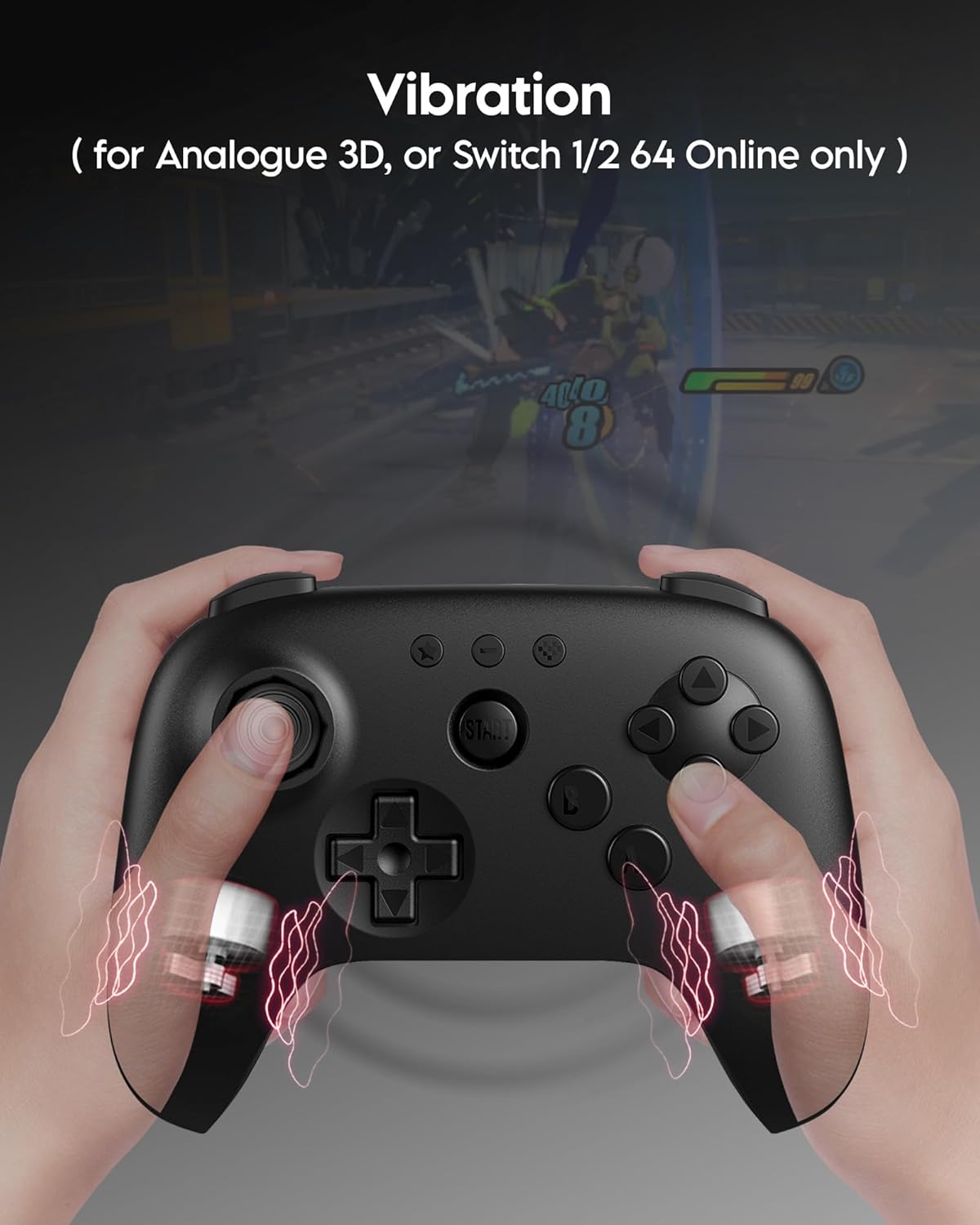 8BitDo 64 Bluetooth Gaming Controller Compatible with Switch Console, Windows & Android – Hall Effect Joystick, Turbo Function, Vibration – Black