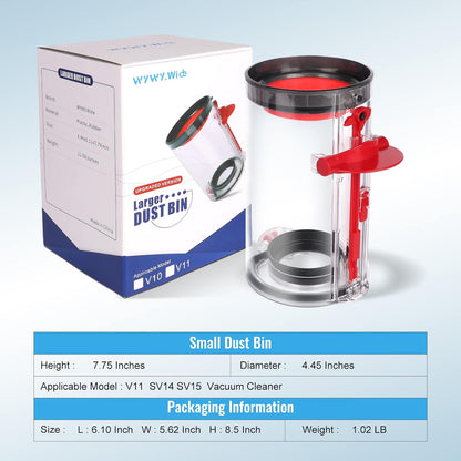 Upgraded Canister Compatible with Dyson V11 V15 SV14 SV15 SV22 Vacuum Cleaner Dust Bin, for Bin Part no. 970050-01 and Part no. 965443-01 with HEPA Filter
