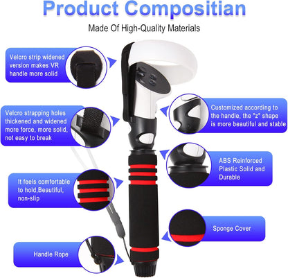 VR Beat Saber Handle Accessories and Long Stick Handle Extension Grips for Oculus Quest 2 Controllers, Also Suitable for Supernatural Training,Fruit Ninja,Blade & Sorcery and VR Game
