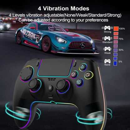 Wireless Controller for PS5 Pro/PlayStation-5/PC/Mac with Hall Effect joystick trigger/Back Paddles/Cool RGB/Motion Sensor/TURBO/3.5mm Audio Jack - Built-in Speakers Support P-S5 Console Audio