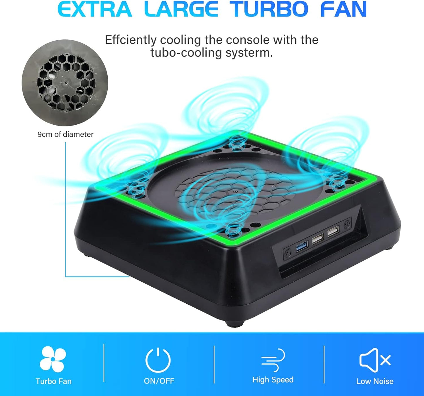 TechKen Cooling Fan Stand Dock for Xbox Series X, 3 Level Speed Fan Adjustable 3 Mode Colorful LED RGB Light Dock (Small)