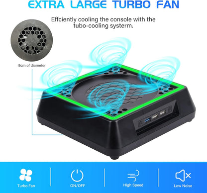 TechKen Cooling Fan Stand Dock for Xbox Series X, 3 Level Speed Fan Adjustable 3 Mode Colorful LED RGB Light Dock (Small)