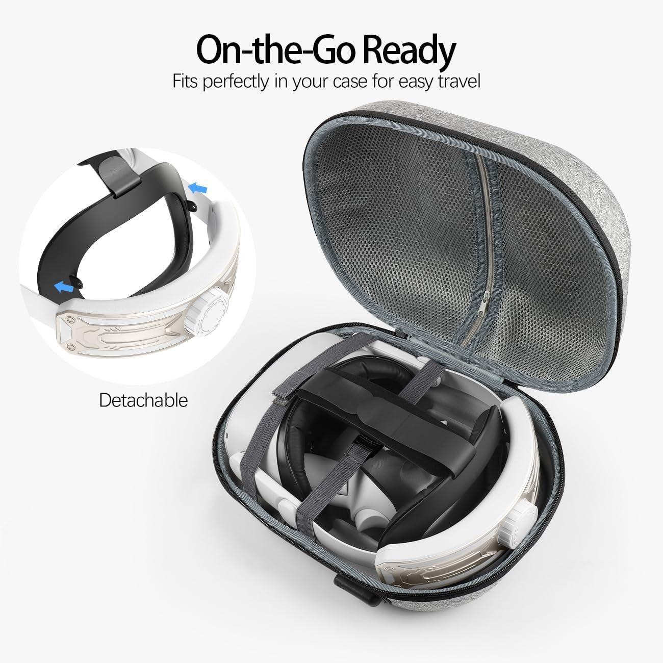 Head Strap for Meta Quest 2 VR Headset Elite Strap Adjustable Soft Cushion Headstrap Oculus Quest 2 Replacement Wihte & Gold
