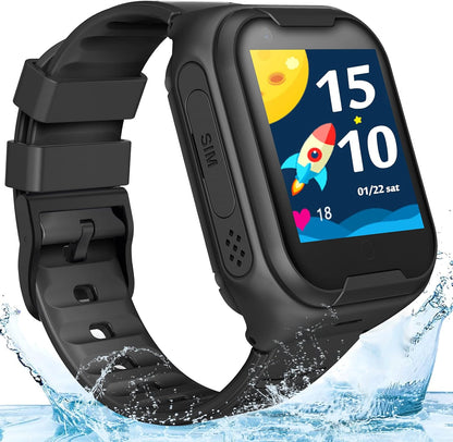 Kids 4G GPS Smart Watch, Waterproof Phone Smartwatch, Worldwide Real-time Tracking Video Phone Call Camera SOS Alarm Geo-Fence Touch Screen Pedometer Anti-Lost GPS Tracker Watch for Birthday Gift