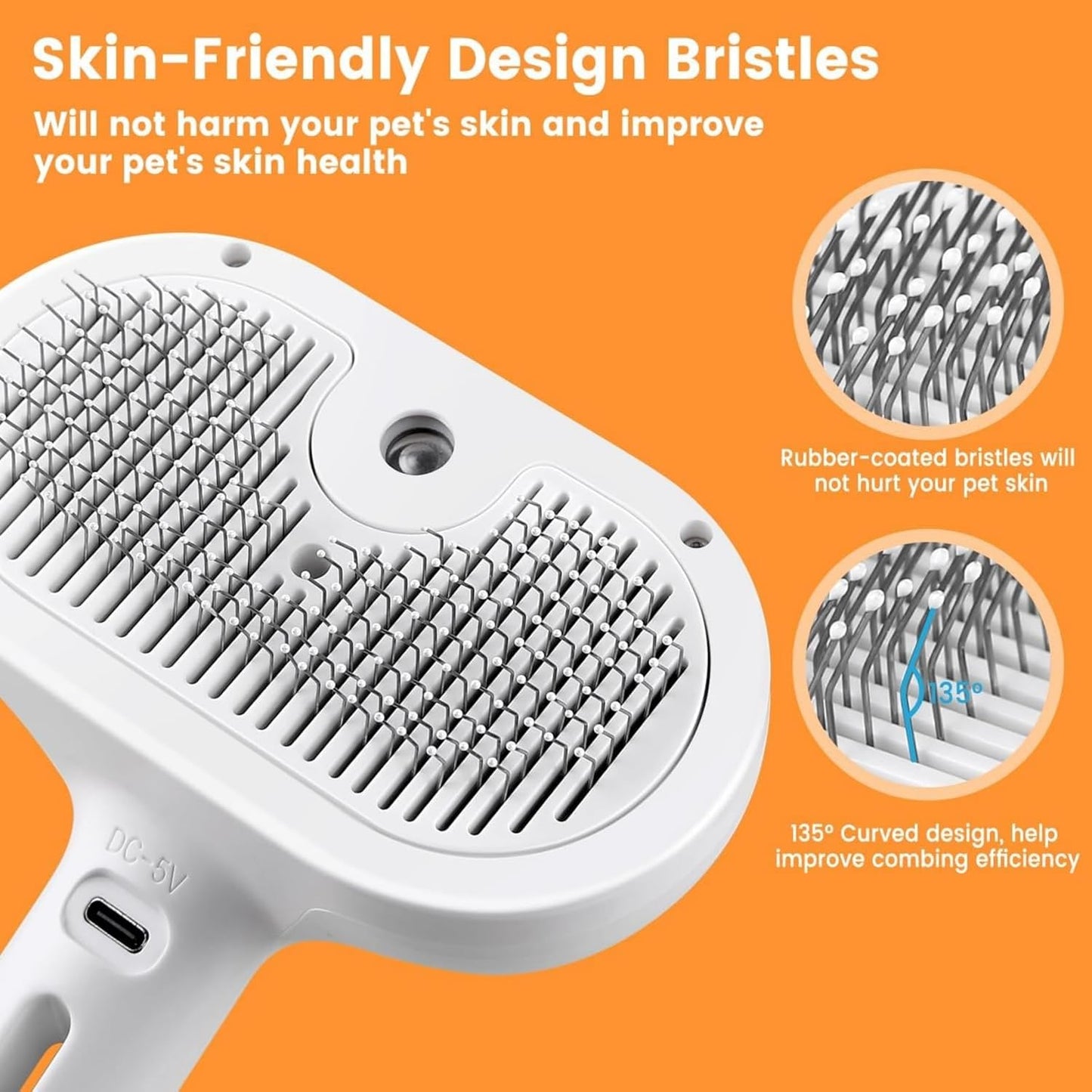 Viral Steam Brush for Dogs & Cats – Steamy Pet Grooming Tool - Blue Light Spray– Spray Comb for Shedding & Hair Removal – Perfect for Haired Pets – Deshedding Brush with Mist for Bath, Spa & Massage