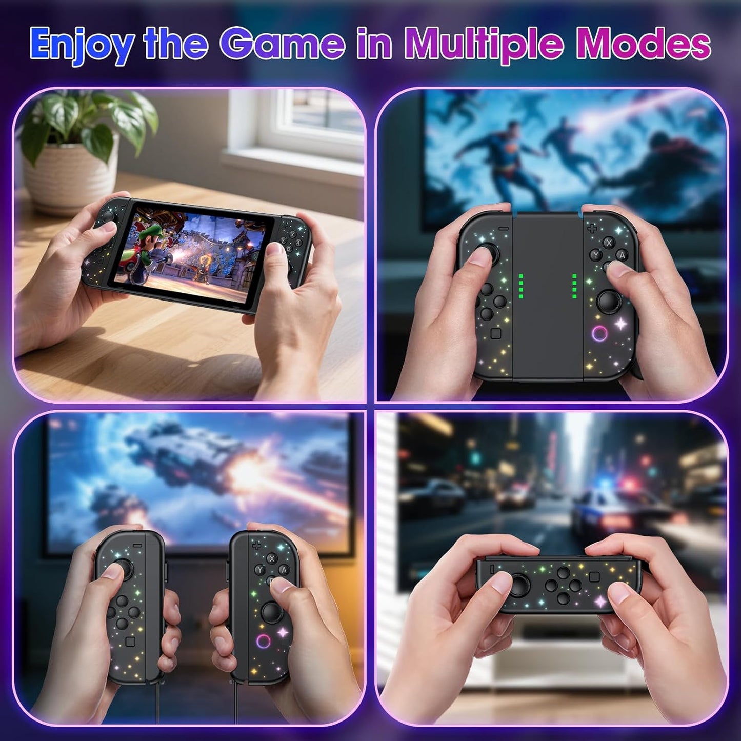 Wireless Controller Compatible with Nintendo Switch, Left & Right Game Controllers with Dual Vibration, Motion Control & Wake-Up Function