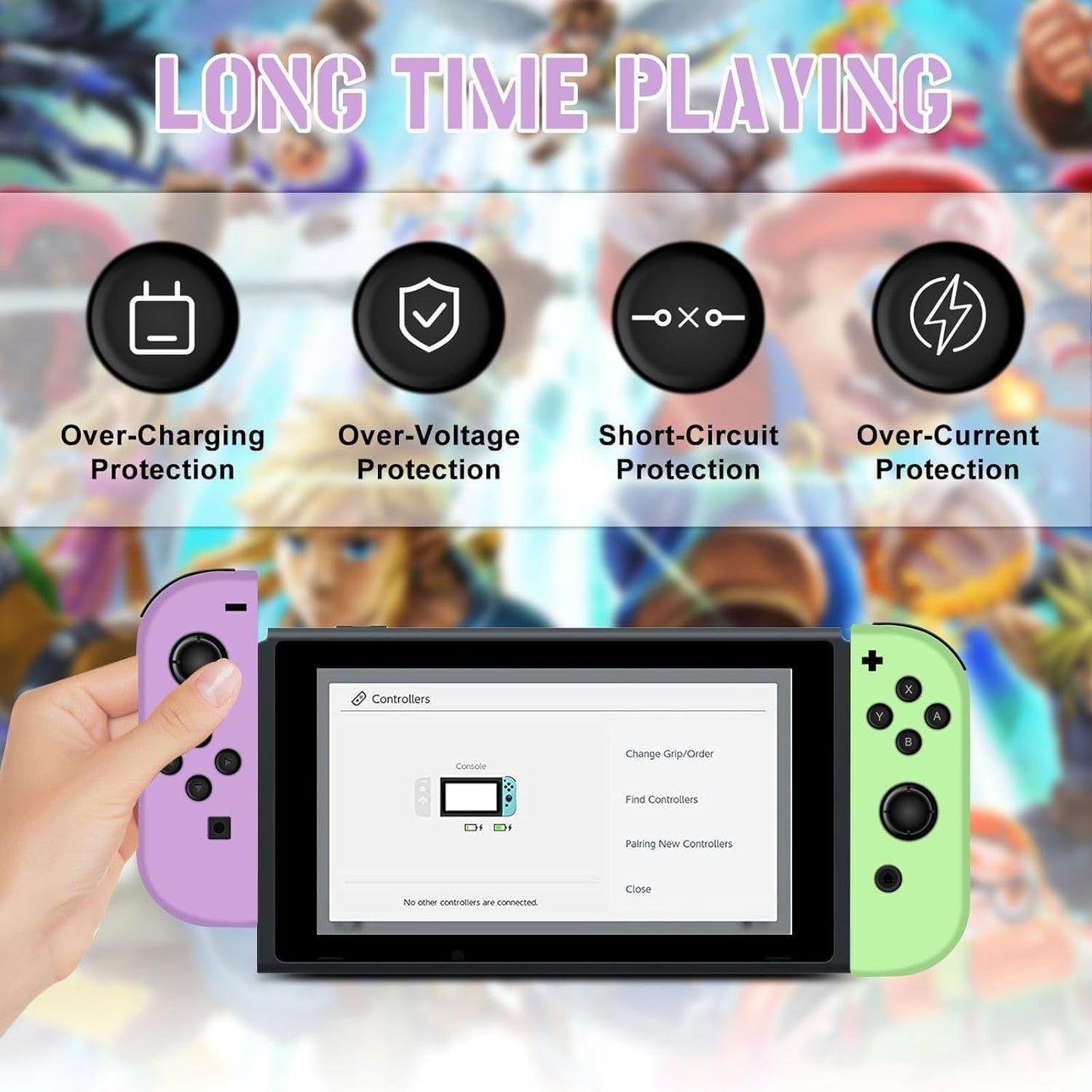Wireless Controller Compatible with Nintendo Switch, Left & Right Game Controllers with Dual Vibration, Motion Control & Wake-Up Function