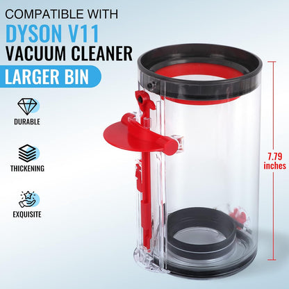 Upgraded Canister Compatible with Dyson V11 V15 SV14 SV15 SV22 Vacuum Cleaner Dust Bin, for Bin Part no. 970050-01 and Part no. 965443-01 with HEPA Filter