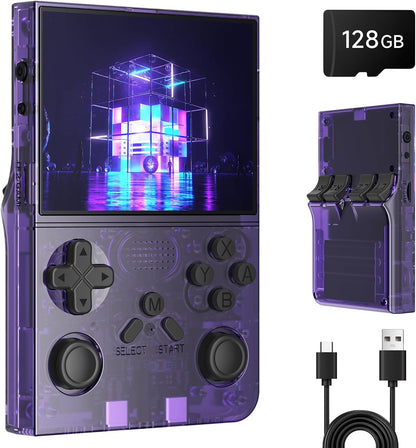 R40 Retro handheld model - 3.5 Inch IPS Screen, 128GB Storage, Portable Arcade Gaming Device, 3000mAh Battery, Type-C Charging, Red