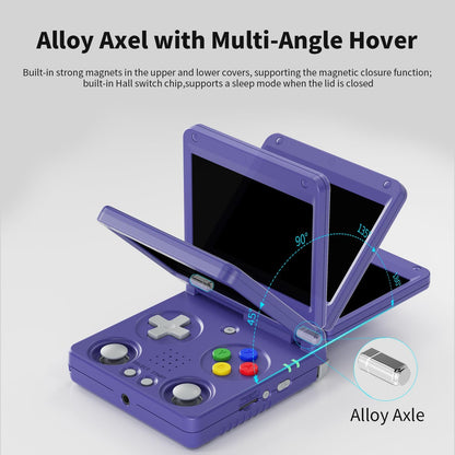 RG34XXSP Foldable Retro handheld model , 3.4 Inch IPS Screen Linux System Sunken Dual Joystick Built-in 64G TF Card 5000+ Games Handheld Emulator Support 5G WiFi Bluetooth TV Output(Indigo)