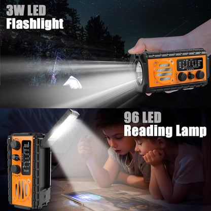 20000mAh/74000mWh Emergency Hand Crank Radio with LED Flashlight, SW/AM/FM NOAA Portable Weather Alert Radio, Solar Powered Radio with Phone Charger, USB Charged, SOS Alarm, Compass