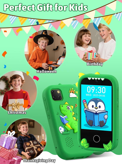 Mgaolo Kids Phone Smartphone Toy, 2.8" Touchscreen Smart Phone, Toddler Educational Learning Gift for Boys Girls Age 3-8, Games, Dual Cameras, Music Video Player, Christmas Birthday Present (Blue)