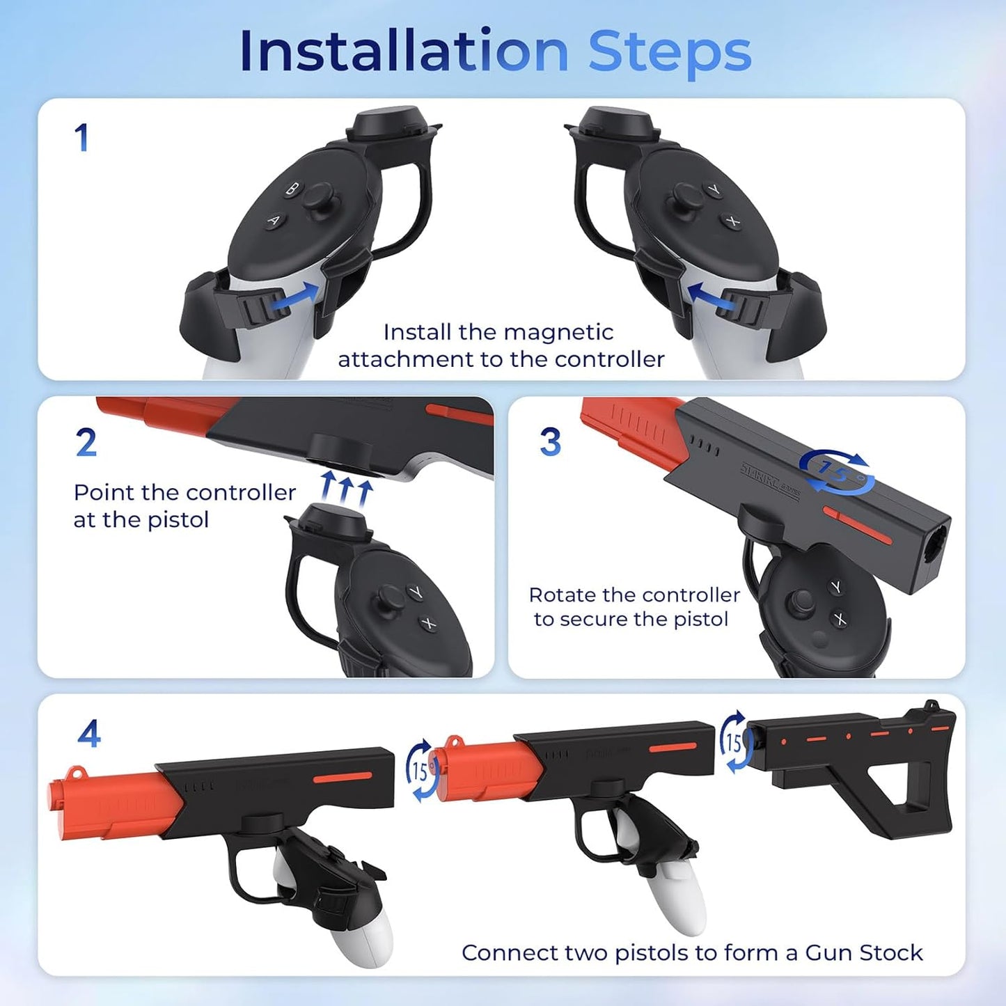 LICHIFIT snap-fit VR Machine blaster/Pistol Model Controller Holder for Meta Quest 3 Handle Quick Release blasterstock Bracket Stand for Oculus Quest 3 Shooting Game Accessories